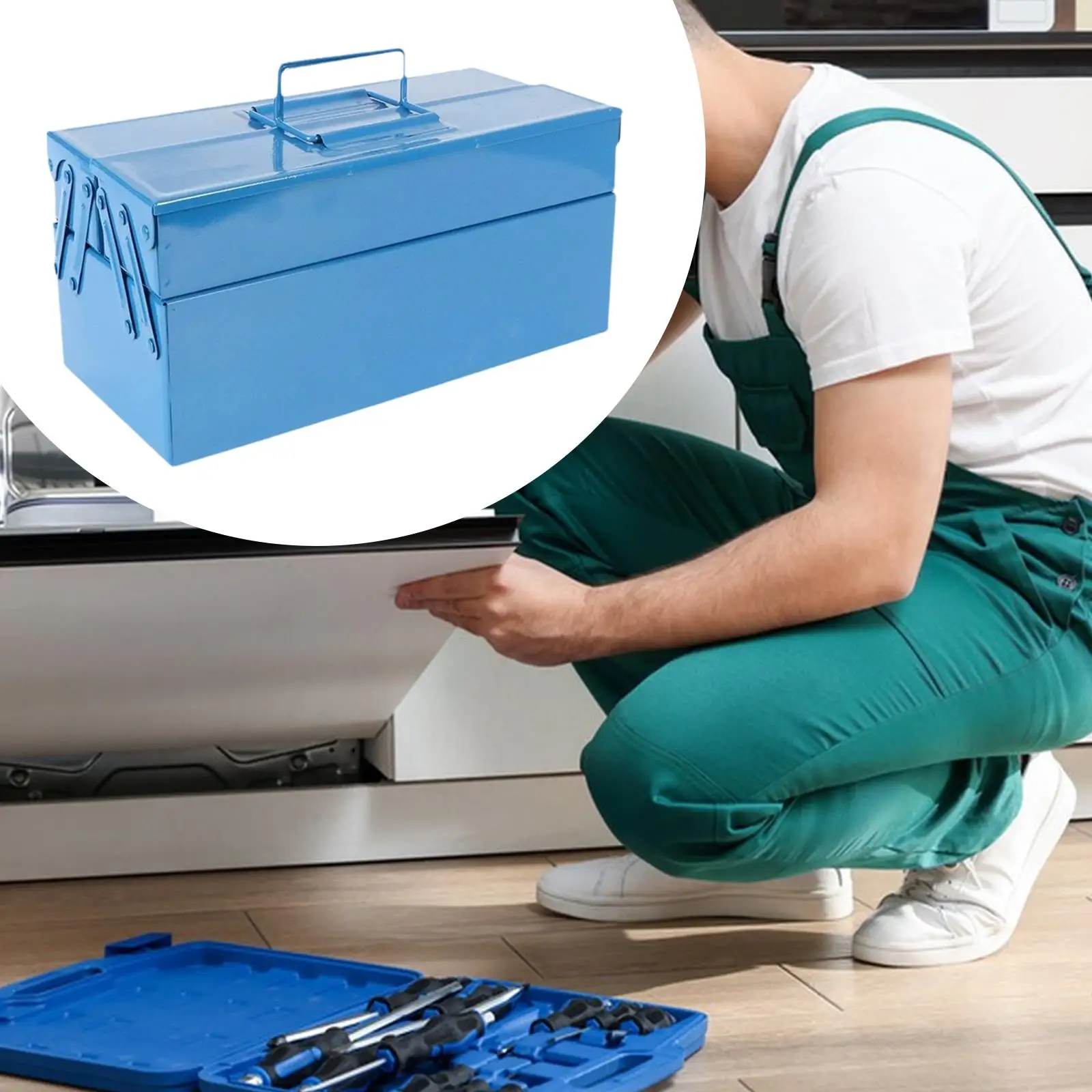 Iron Folding Tool Box with Handle Automobile Repair 2 Layer 3 Tray Hardware Organizer for Mechanical Repairs Car Warehouse Home