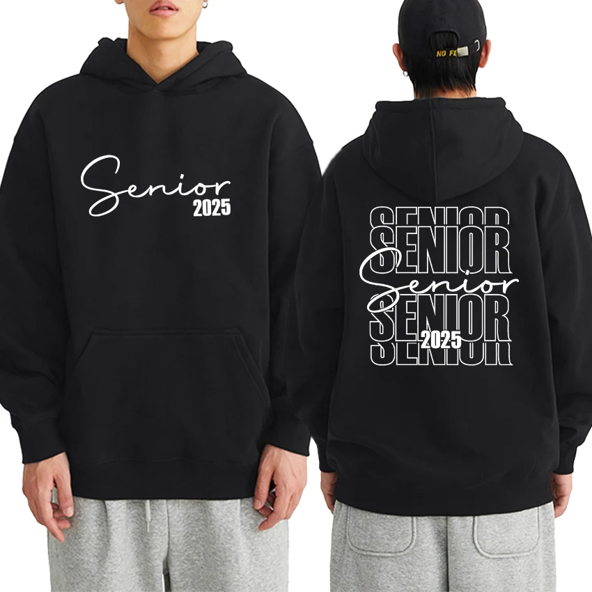 

Fashion Senior 2025 Double Sided Print Hoodies Autumn Winter Graduation Men Women Fleece Sweatshirts Long sleeve Pullover Unisex