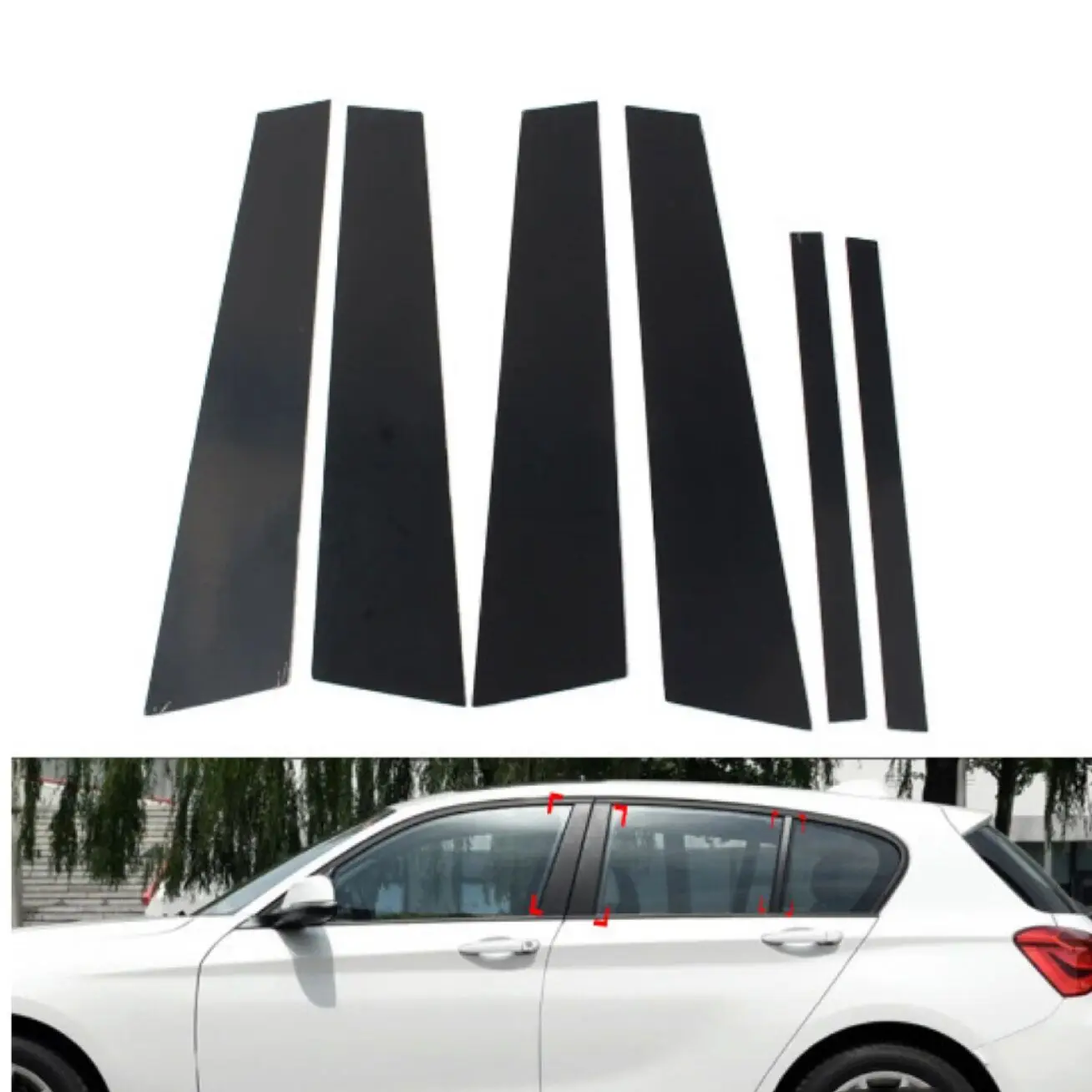 

Fit For BMW 1 Series E81 F20 F40 2005-2021 Door Trim Pillar Posts Glossy Black Window Decorative Cover