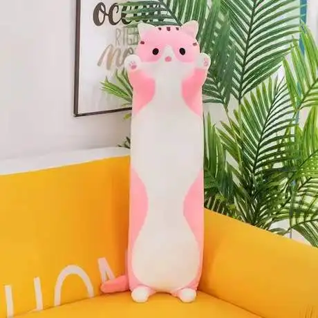 Baby Long Cat Plush Toy Adult Soft Stuffed Kitten Pillow Kids Children Sleeping Pillow Home Decor