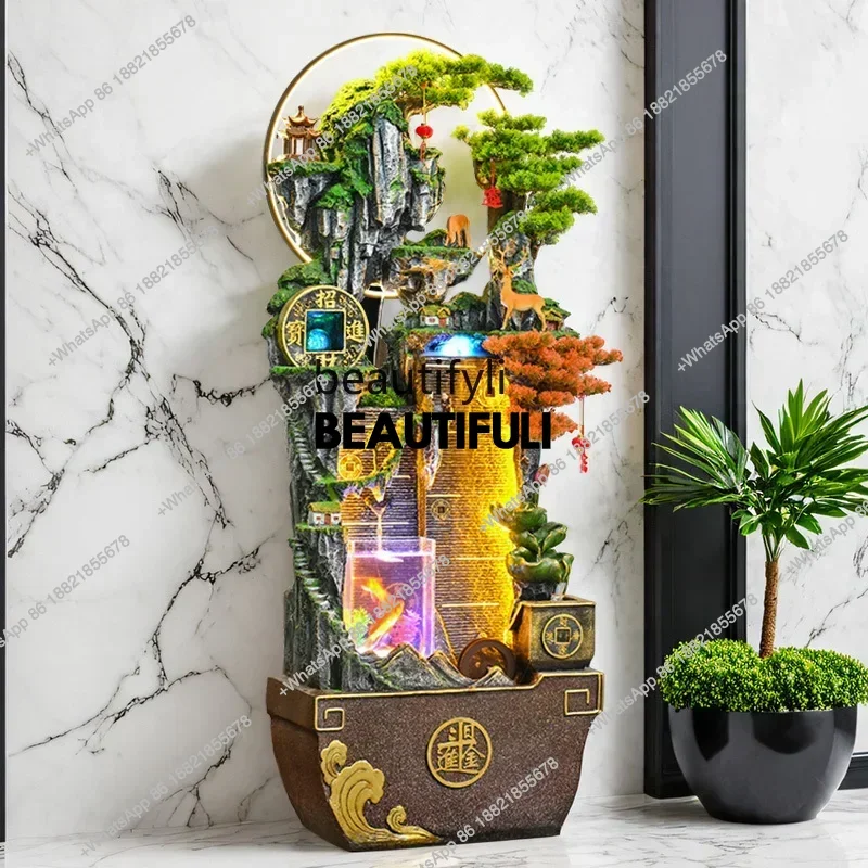 ss 8617 Rockery flowing water large ornament circulating water, fountain floor water curtain wall opening gift landscape fish ta