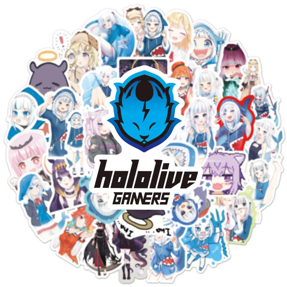 50 قطعة من ملصقات الرسوم المتحركة اللطيفة Hololive vtuber DIY حقيبة الكمبيوتر المحمول المحمول الكرتونية المقاومة للماء ملصق مانغا لعبة الأطفال