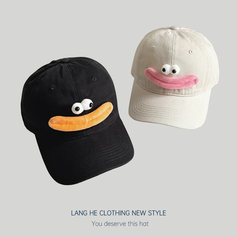 Big Eyes Hat Sausage Mouth Baseball Cap Girl Cute Cartoon Fashion  Funny Spring Sports Fall Hats Outdoor