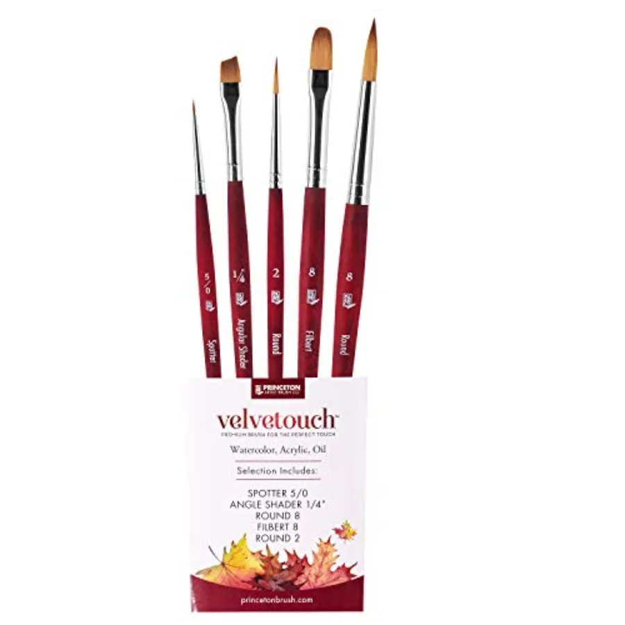 

Серия Velvetouch 3950 - Набор из 5 профессиональных кистей для акриловой живописи - Набор кистей для масляной, акварельной и акриловой живописи - S
