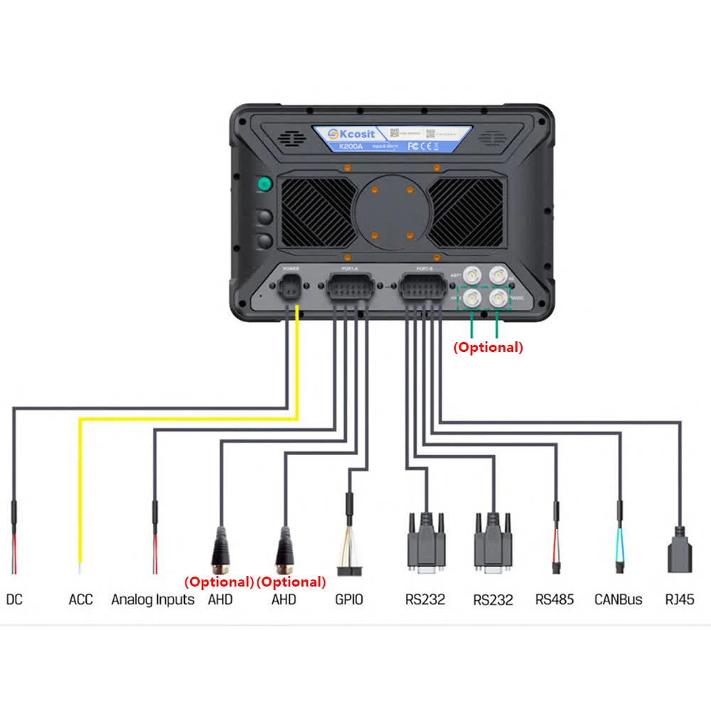 Kcosit K200A wytrzymały wbudowany komputer z systemem Android traktor tablety pojazd 10 cali 1000 nitów Qualcomm RTK GNSS CANBUS bez baterii