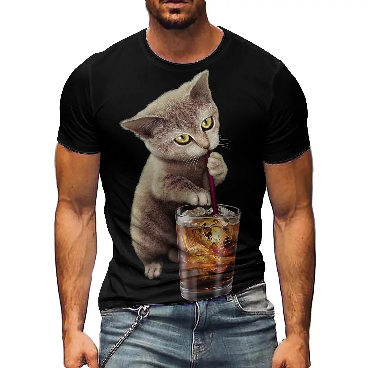 

Men's Geometric Abstract 3D Printed Short-sleeved T-shirts, Soft and Comfortable Fabric