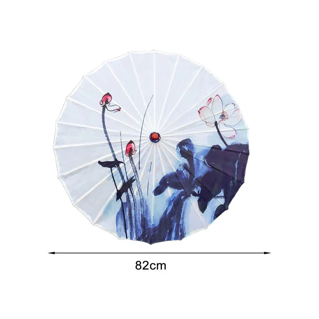Solid Wood Handmade Oriental Parasol Oiled Paper Windproof Sunshade Umbrella for Women Asian Wedding Parties Cosplay Photography