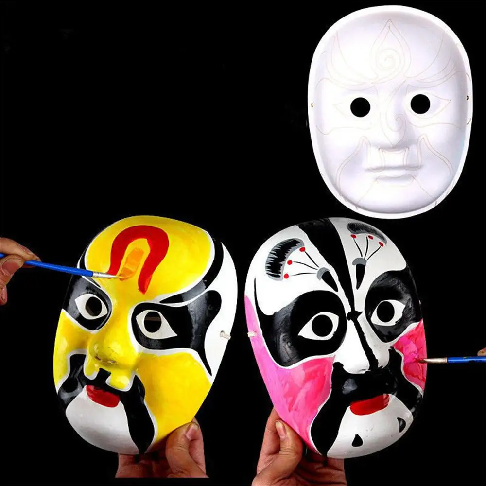 DIY Paper White Masks Create Artistic Craft From Theater And Halloween Costumes Party Masquerade Kids Painting Toy