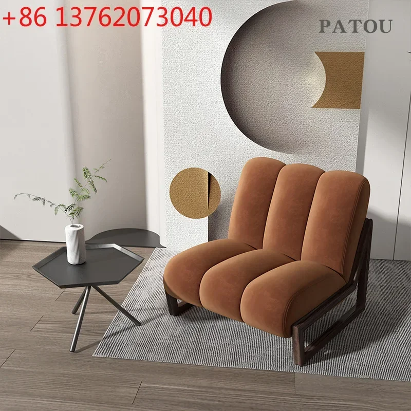 

Wabi sofa chair balcony chair single sofa living room Nordic minimalist solid wood single chair