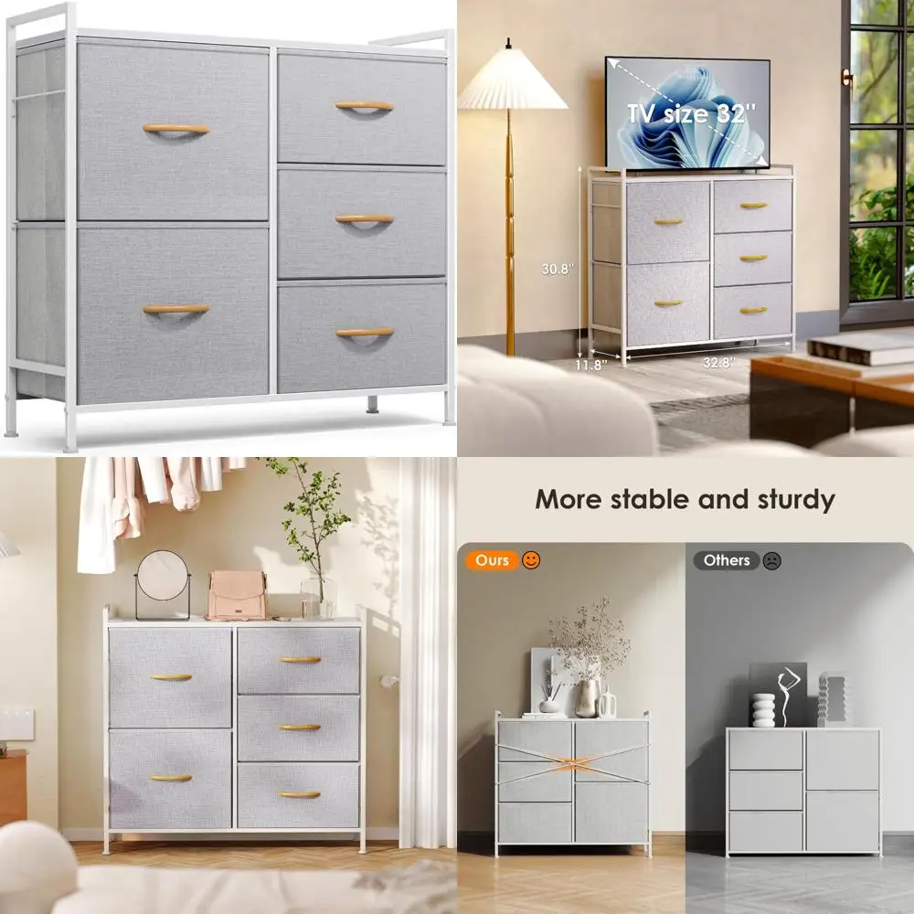 خزانة رومون لغرفة النوم والتخزين ومنظمون للخزانة مع 5 أدراج وخزانة قماش صغيرة وصناديق ذات أدراج للأطفال #1