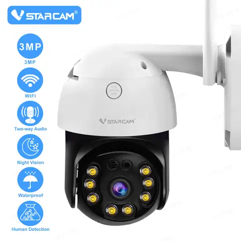 Vstarcam 3MP 야외 보안 무선 IP 카메라 스마트 홈 돔 방수 컬러 야간 양방향 오디오 AI 인간 감지 카메라