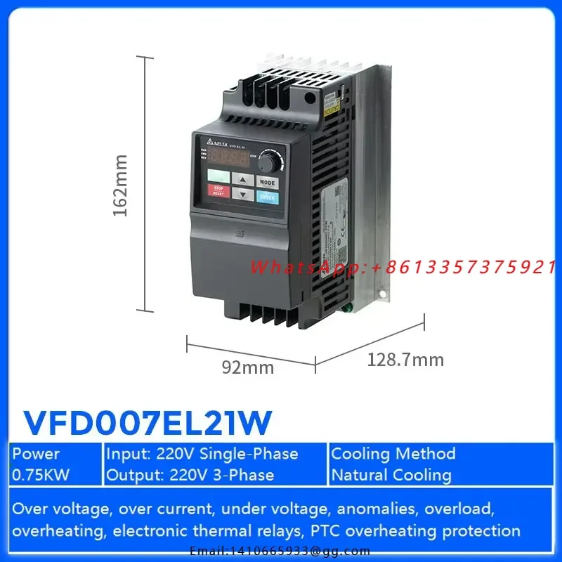 New VFD007EL21W AC Drive VFD-EL-W Series 750W 220V Single Phase VFD Vector Control Industrial Automation VFD