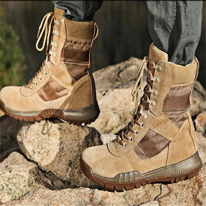 Military Leather Boots Men Autumn Winter Man Desert Boots Special Force Tactical Combat Outdoor High-top Shoes Work Boots