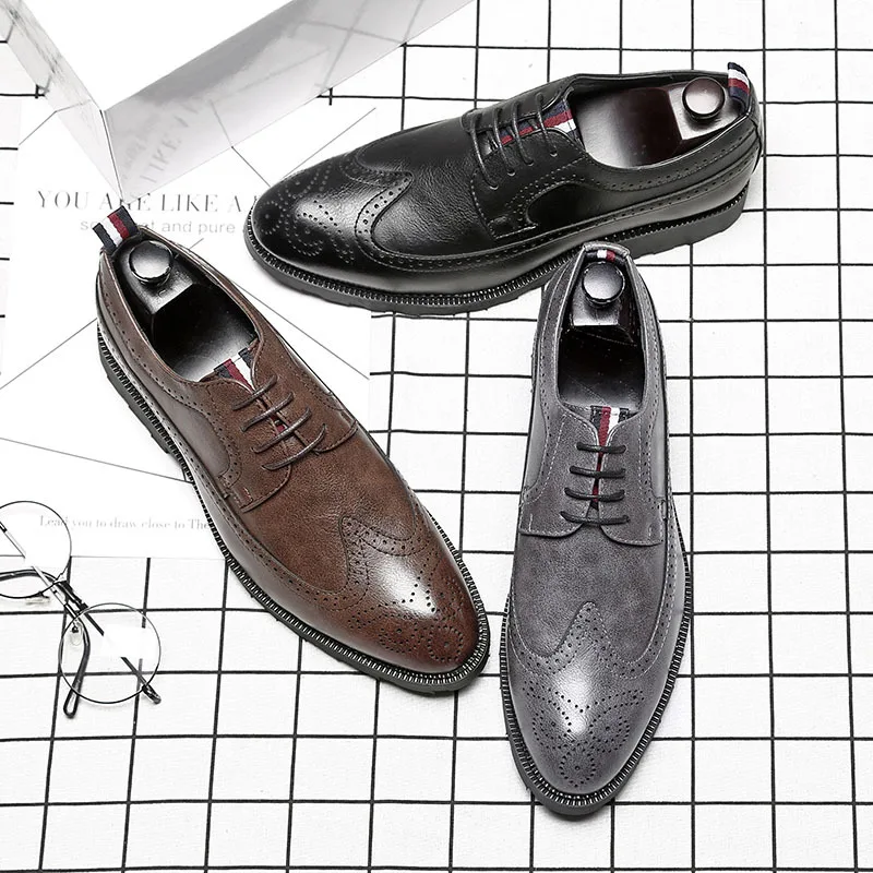 

Busin Casual Leather oes Emed Design Formal oes Blo Sle Wear Resistant Rubber Outsole arp Pointed Toe