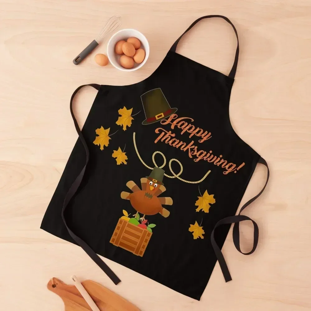 

Happy Thanksgiving Turkey Apron Customizable carpenter Home Cleaning Woman Work Apron