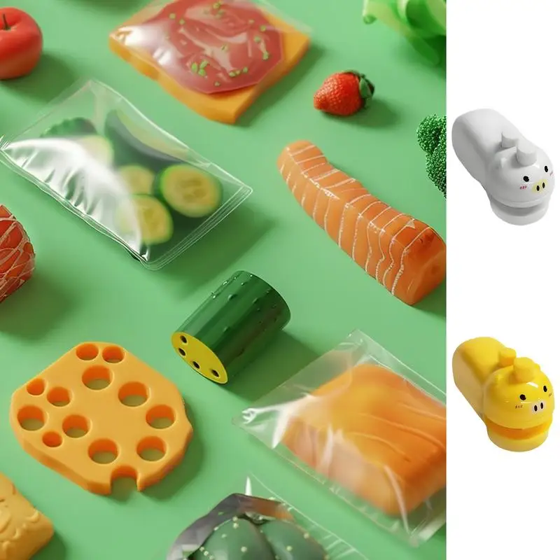 حقيبة الغذاء ختم يده السدادات الهواء التلقائي قابلة للشحن متعددة الوظائف فراغ تسرب الطعام تصميم لطيف الحيوان للتخزين