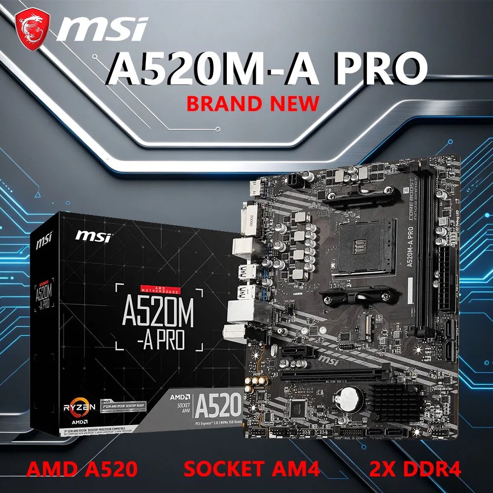 MSI A520M-A PRO AM4 Motherboard for Ryzen 5700X