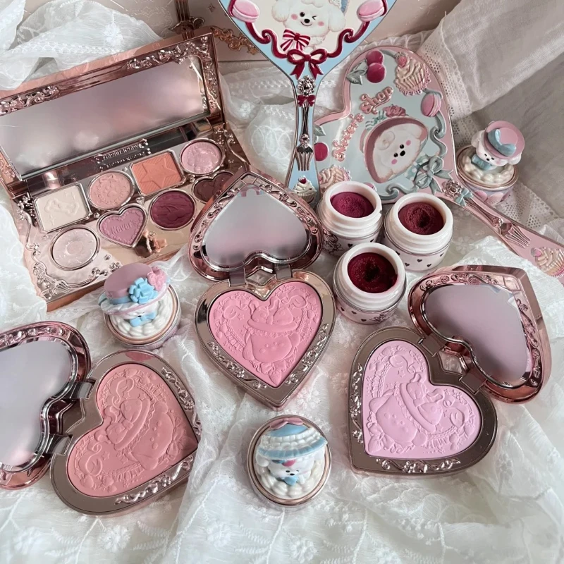 Flower Knows Never's Shop Collection Velvet Blush Cute Makeup Blushes Cruelty-Free Powder Blush Shape Face for a Matte Finish