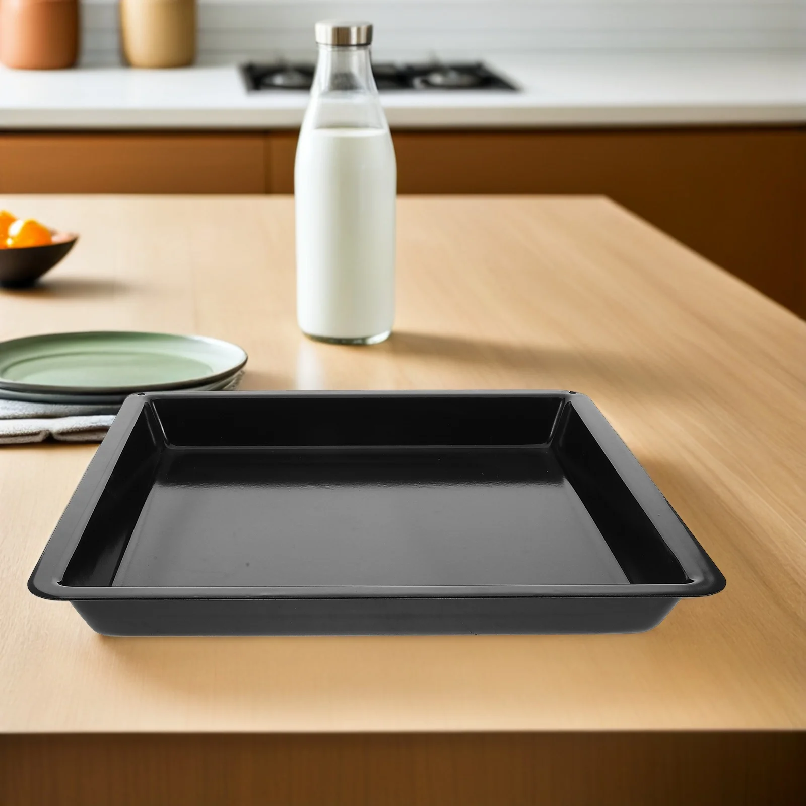 

Non-Stick Carbon Steel Baking Tray 32.2x32.2x3.2cm Black Oven Pan Large Capacity Bake Sheet for Cake