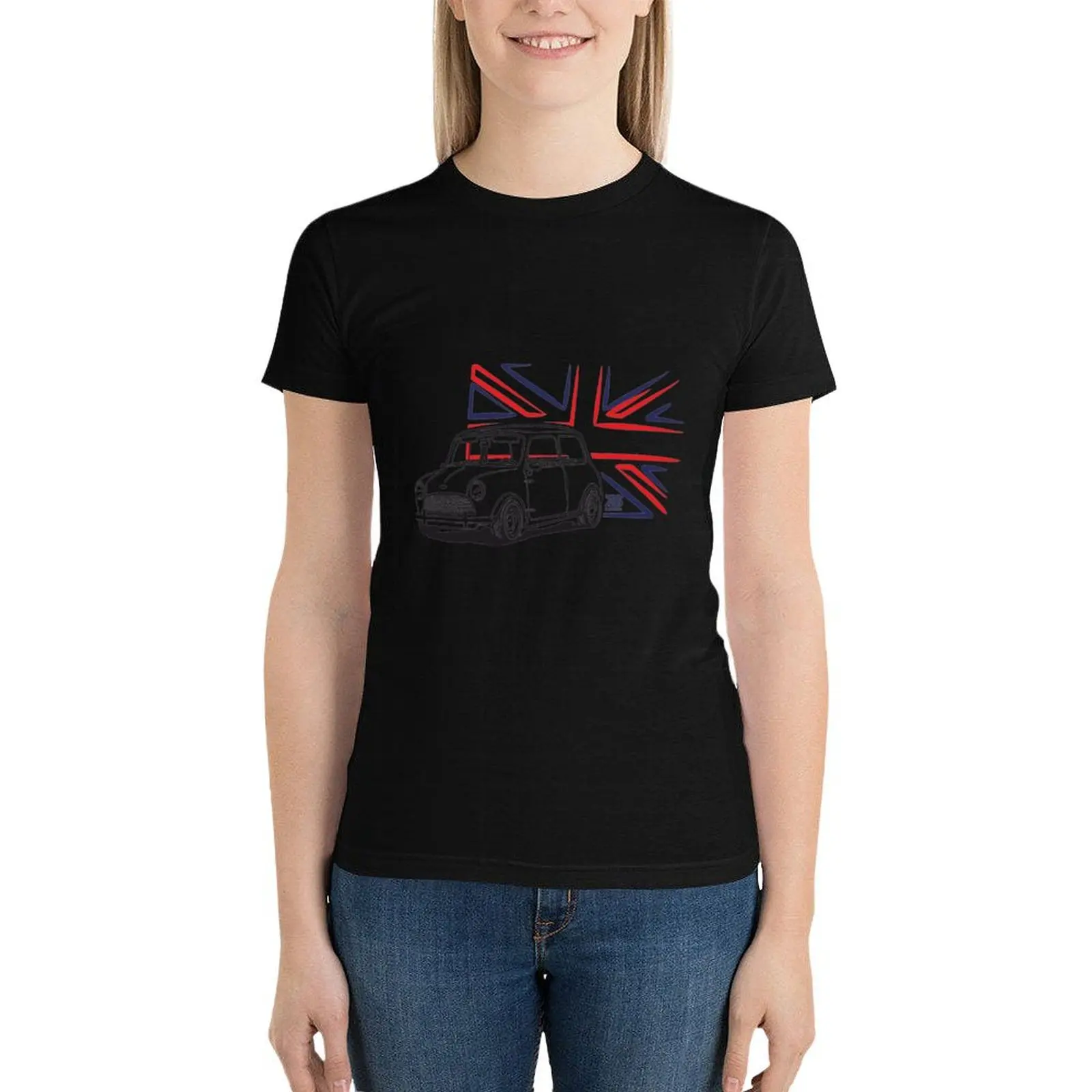 mini Cooper Austin With Great Britain Flag T-Shirt funny lady clothes oversized Women clothes