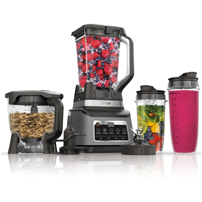 Ninja bn801 professional plus küchen system, 1400 wp mixer, 5 funktionen für smoothies, hacken, teig & mehr mit auto iq