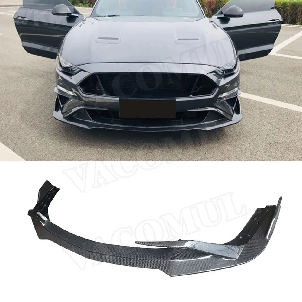 

Carbon Fiber Front Bumper Lip Spoiler Aprons for Ford Mustang Coupe 2018 2019 FRP Bumper Chin Shovel Cover