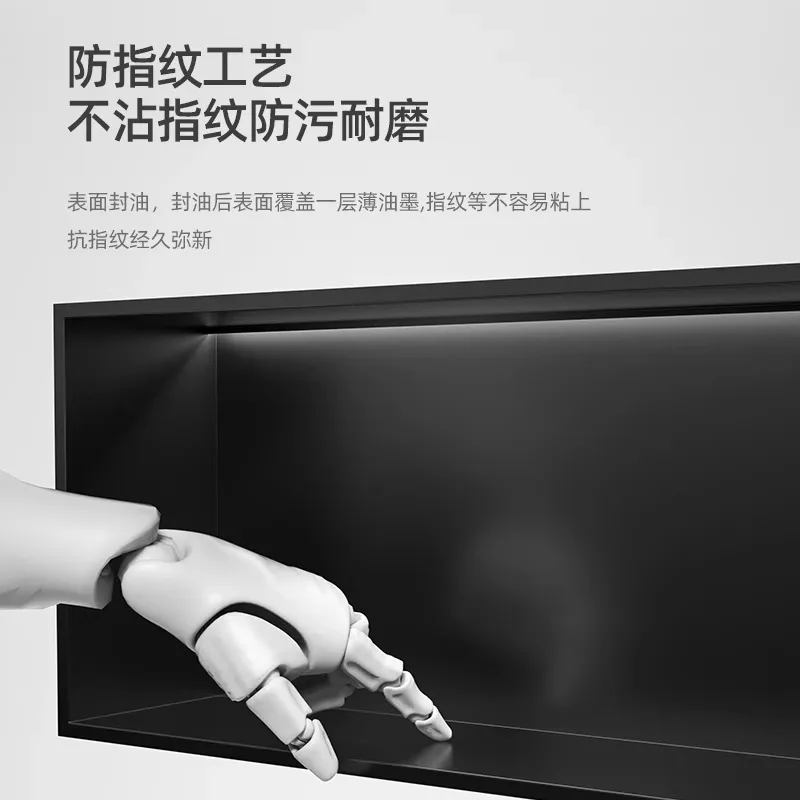 Customized stainless steel metal foreign trade export horizontal niche bathroom toilet embedded rack TV wall cabinet
