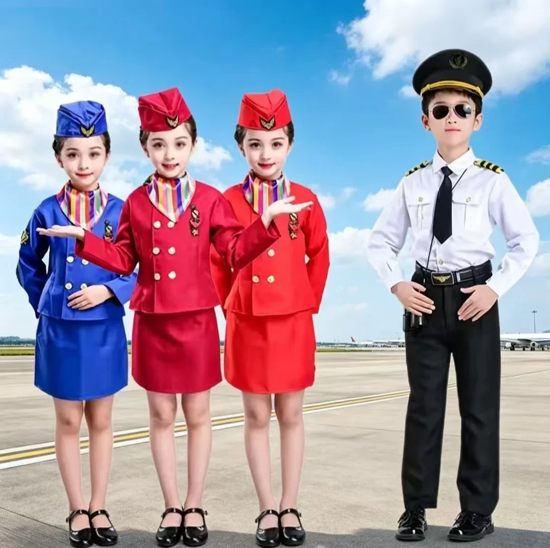 Costume de cosplay d'uniforme d'aviation, pilote, hôtesses de l'air, capitaine, homme et femme, tenue de fête d'hôtes de l'air