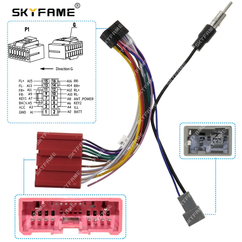SKYFAME Car Stereo Wire Harness Adapter Android Radio Power Cable For Mazda 2/3/5/6 BT-50 16Pin