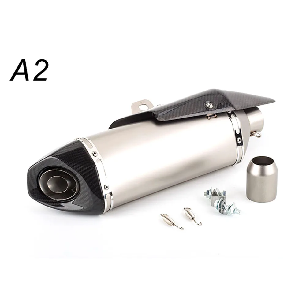 ID:51mm L:510mm Universal Motorcycle Exhaust Muffler Escape Demper with Carbon End Tip Motorbike Exhaust Carbon Shield Cover