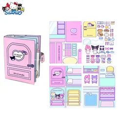 Sanrio Hello Kitty cicha książka Kawali kreskówka Anime Kuromi moja melodia naklejki Pochacco gry śmieszne DIY prezent dekompresji zabawka dla dziecka