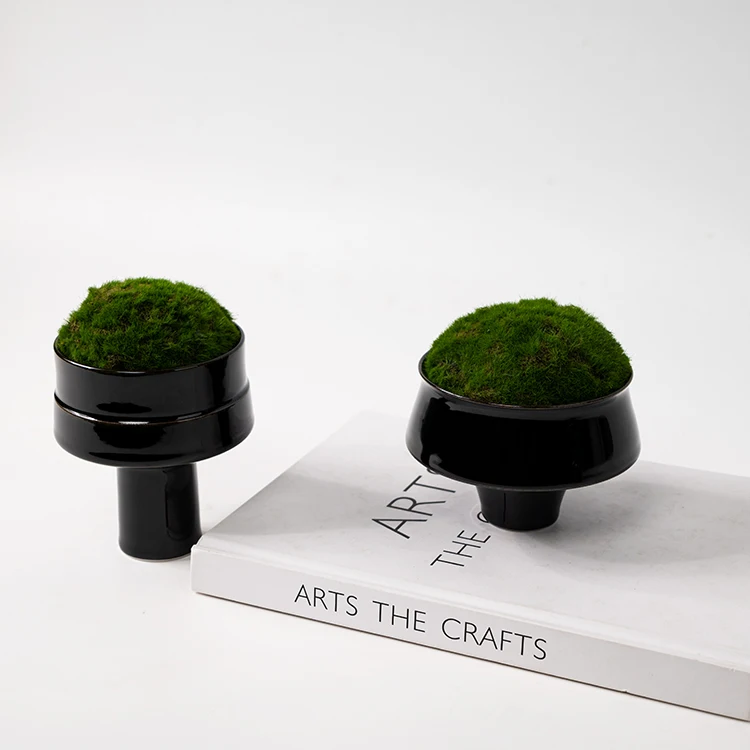 Modern Simplicity Study Hotel Office Black Decoration Resin Moss Flower Ornaments Home Decor