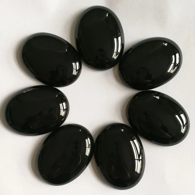 Wholesale natural black onyx Oval CAB CABOCHON 30x40mm stone beads 6pcs/lot for Diy jewelry necklace making free shipping