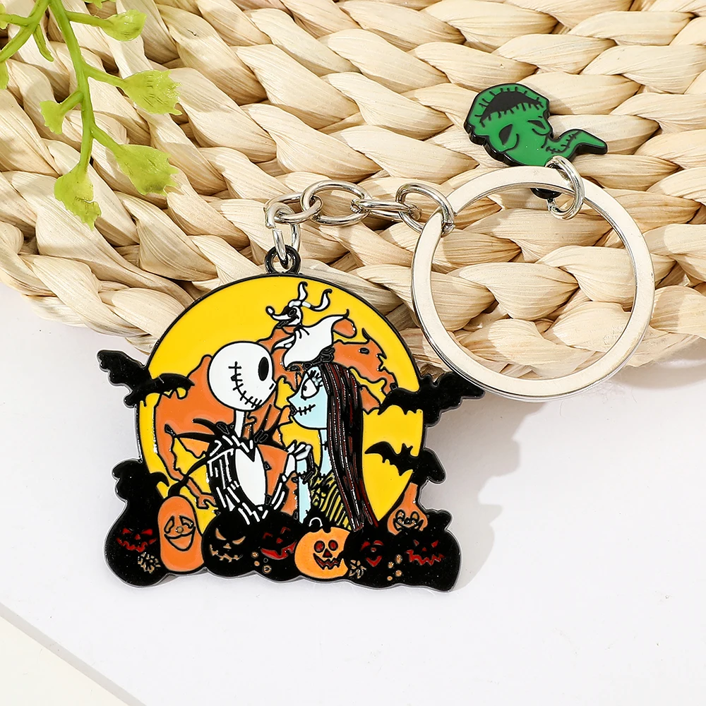 Disney-The Nightmare Before Christmas Key Chain, Anime Sally, Jack Skellington, Bat Skeleton, Pumpkin, Halloween Gift