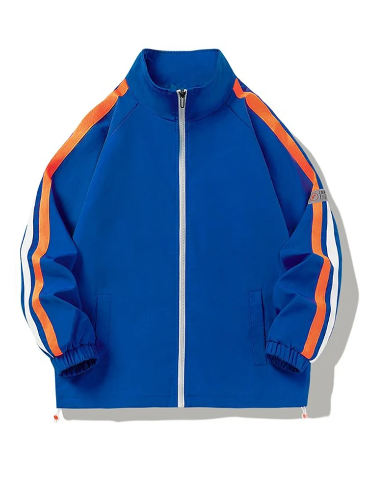 

Klein Blue American Sle Stand Collar Jaet Men's Loose Faionable Casual Top Spring Autumn Initial Autumn Outerwear