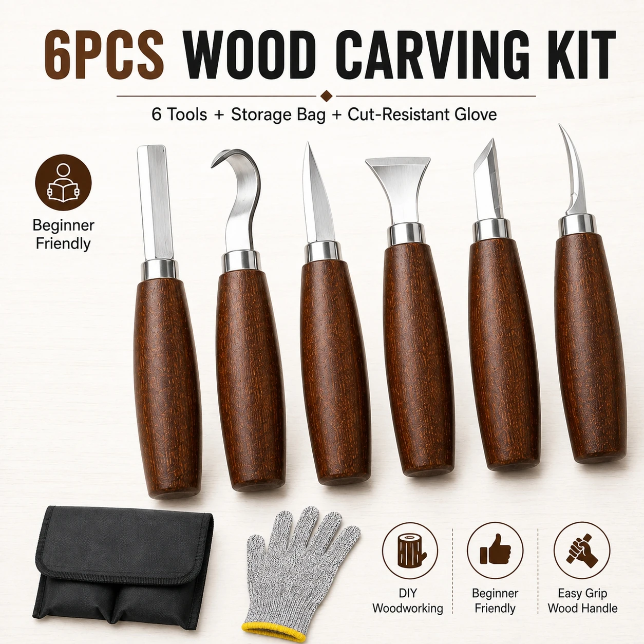 Woodworking Kits For Beginners - Set di 6 utensili per intaglio