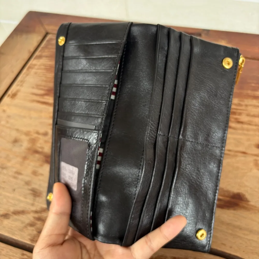 First-layer Cowhide Long Wallet with Integrated Card Holder, Portable Purse and Clutch, Unisex Multi-functional Document Bag - view 6