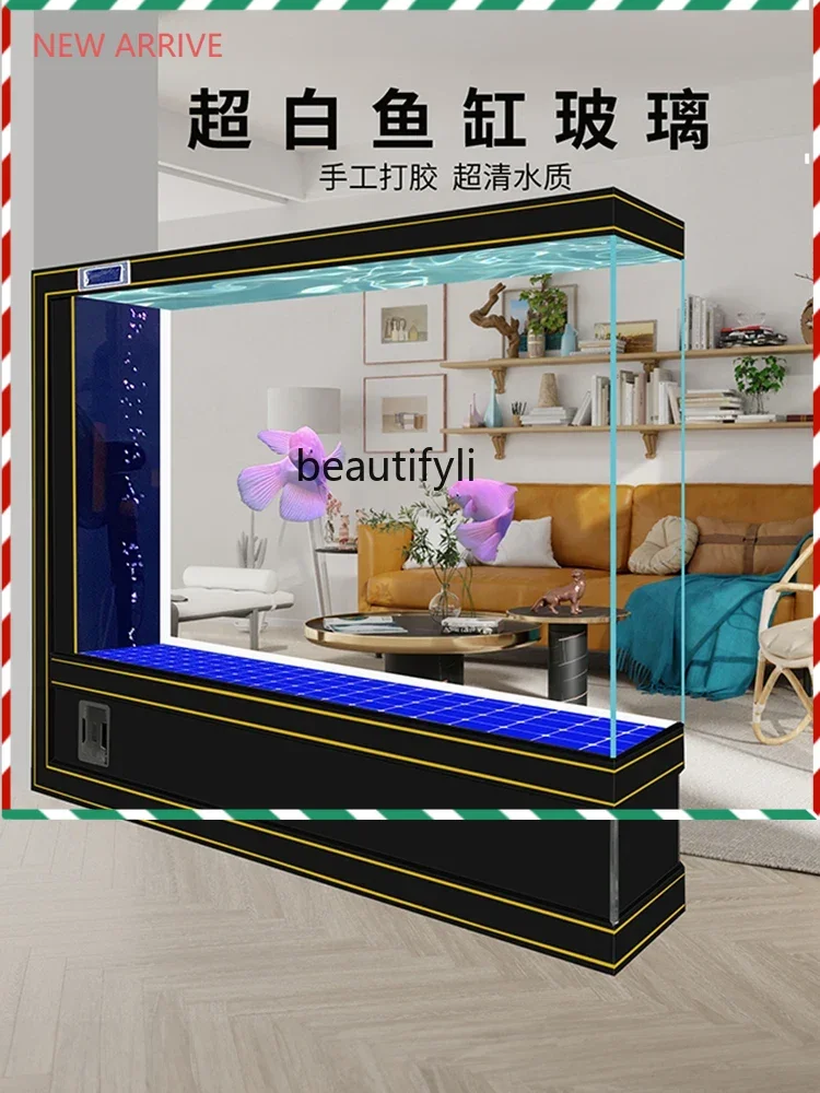 

ss newSuper White Glass Fish Tank Living Room Large Intelligent Floor Ecological Aquarium Screen Fish Globe