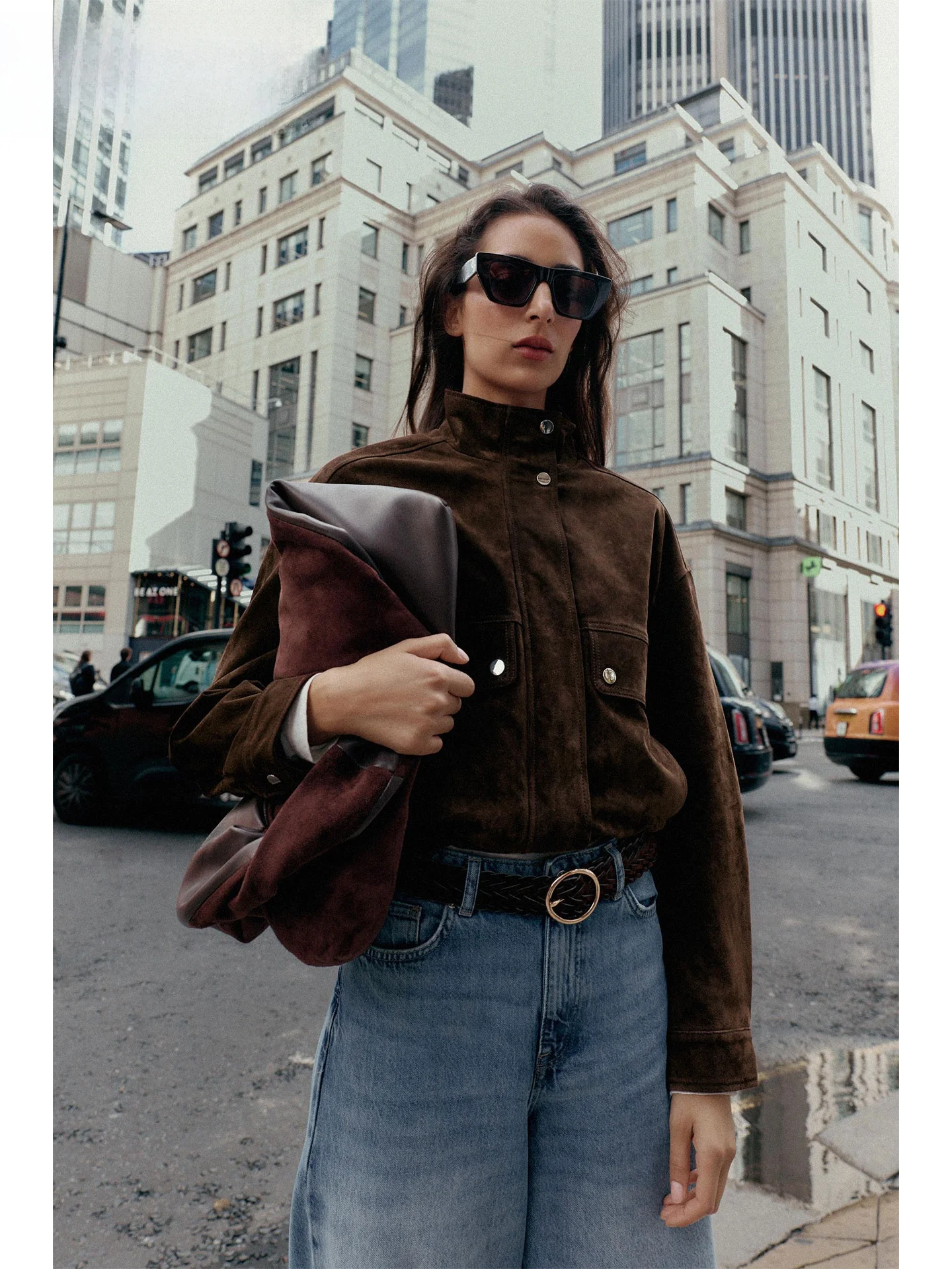 ZAPRHA 아메리칸 슬레 캐주얼 파일럿 재킷 2025년 가을 신상 여성용 코트 키트 장식 스웨이드 아우터웨어