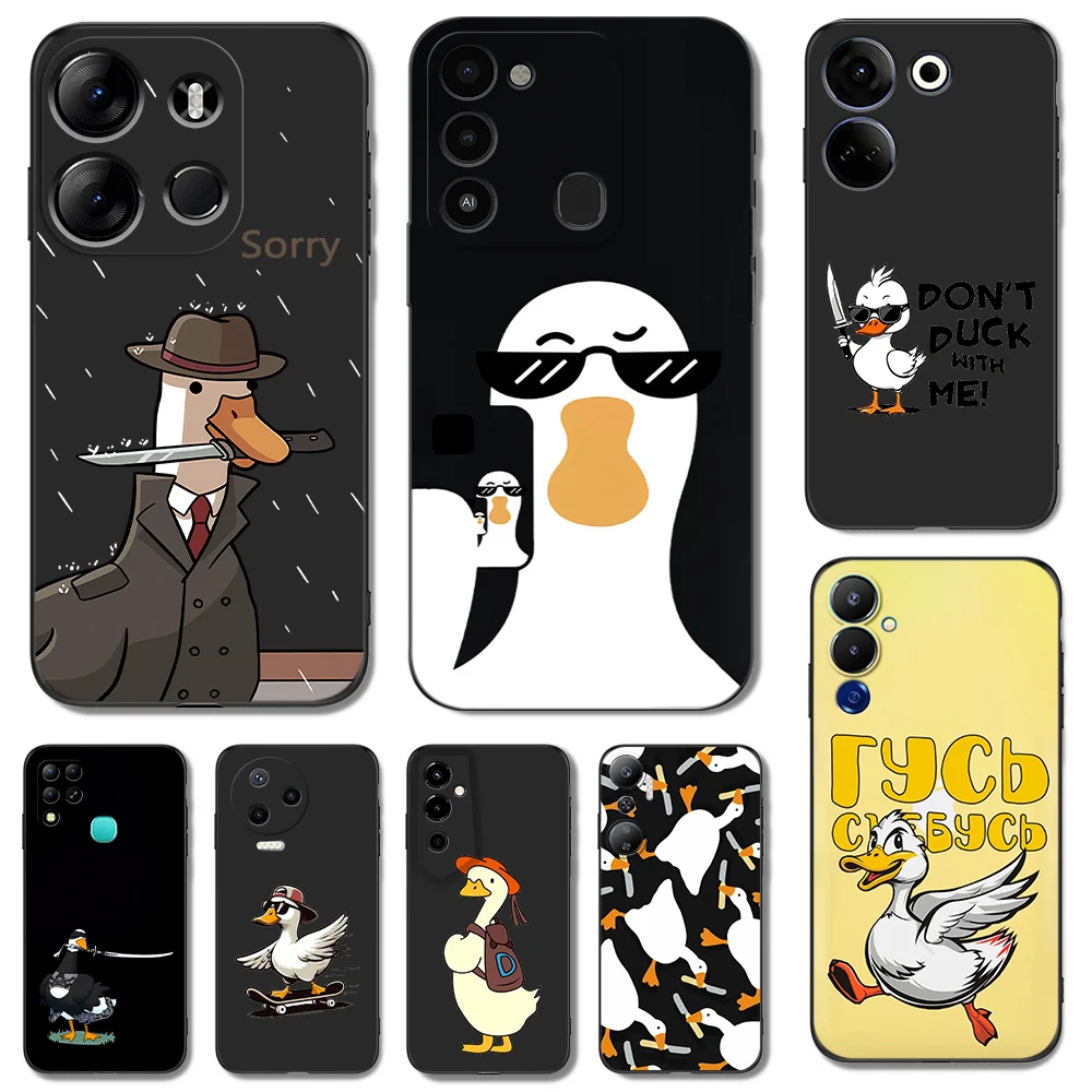 BLACK TPU CASE FOR ITEL A60 P40 VISION 5 A18 S18 INFINIX SMART 7  PLUS 7HD HOT 30 30I PLAY NOTE ZERO ULTRA 5G Funny Duck