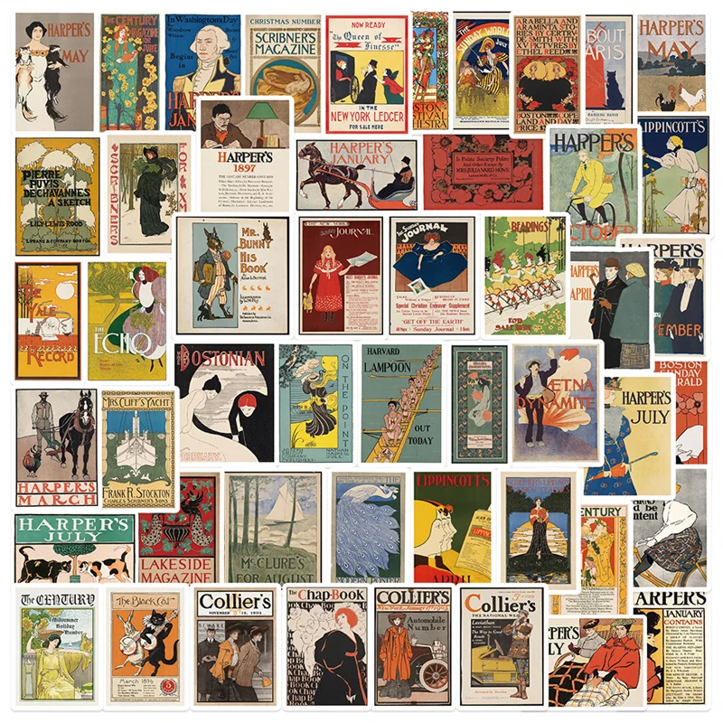 

10/20/50PCS Vintage Style Retro School Art Poster Diary Planner Decorative Scrapbooking Stickers Craft Stickers Kids Toys