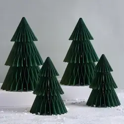 3D Green Paper Christmas Tree Tabletop Decor Mini Honeycomb Tree for Christmas Party Decorations 2024 Merry Christmas Ornament