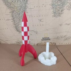 20CM 3D Print Space Rocket Launching Belgium France Comic Objectif Lune Moon Aventures Herge Classic Decor Figure Model Gift