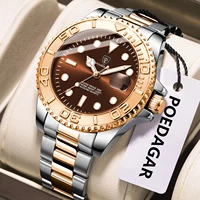 Reloj POEDAGAR de lujo para hombre, Reloj resistente al agua de acero inoxidable con fecha luminosa, relojes de cuarzo de negocios a la moda para hombre