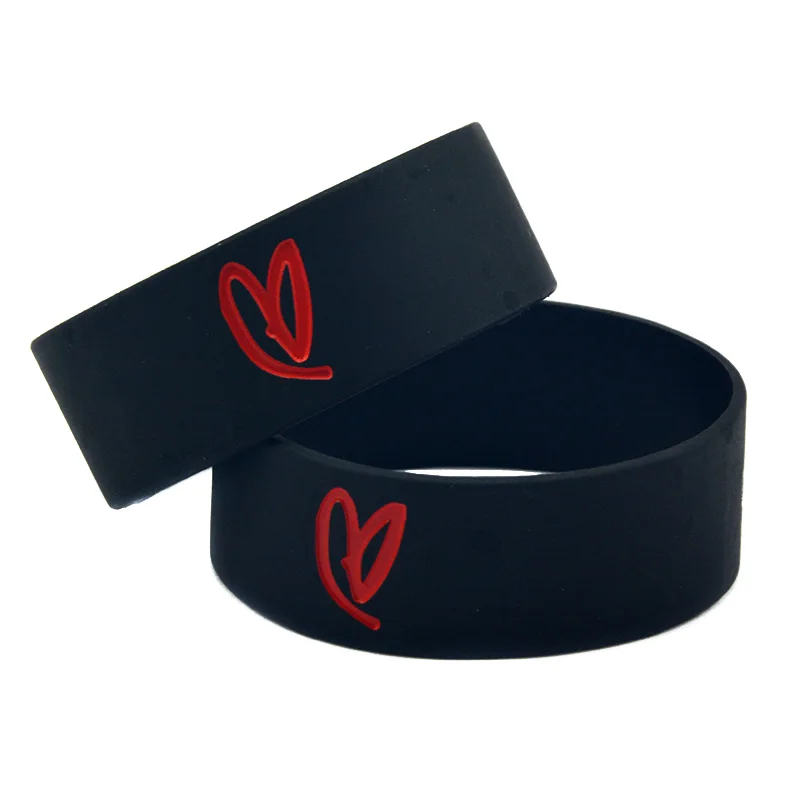 1 PC Stay Strong Rubber Wristband One Inch Wide Bangle Motivational Silicone Bracelets Black