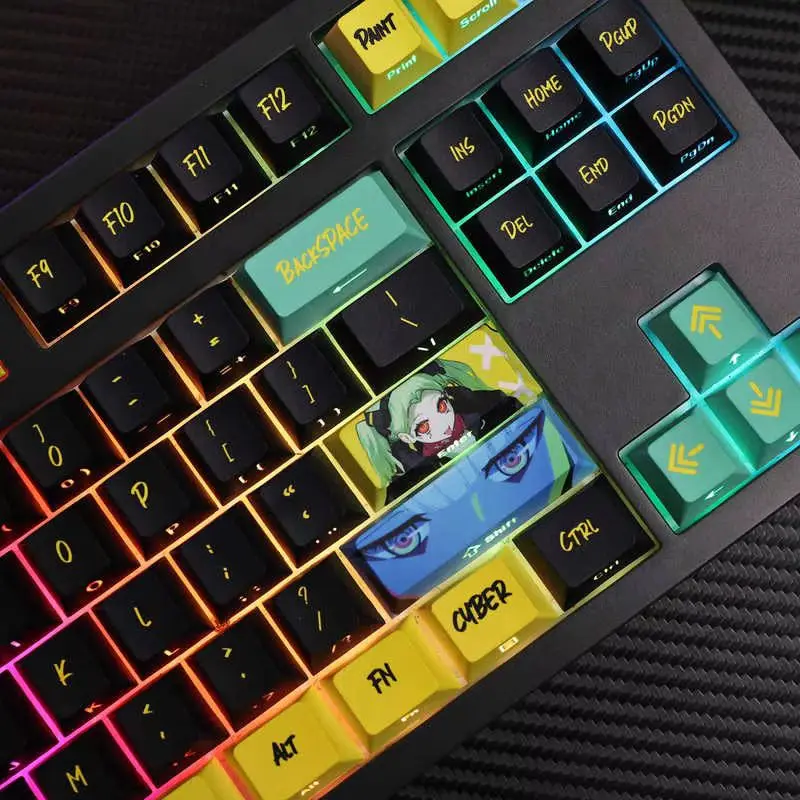 

Cyberpunk Theme Anime Keycaps 124 Keys Cherry Profile Mechanical Keyboard Pbt Custom Keycaps PC Gaming Keyboard accessories gift