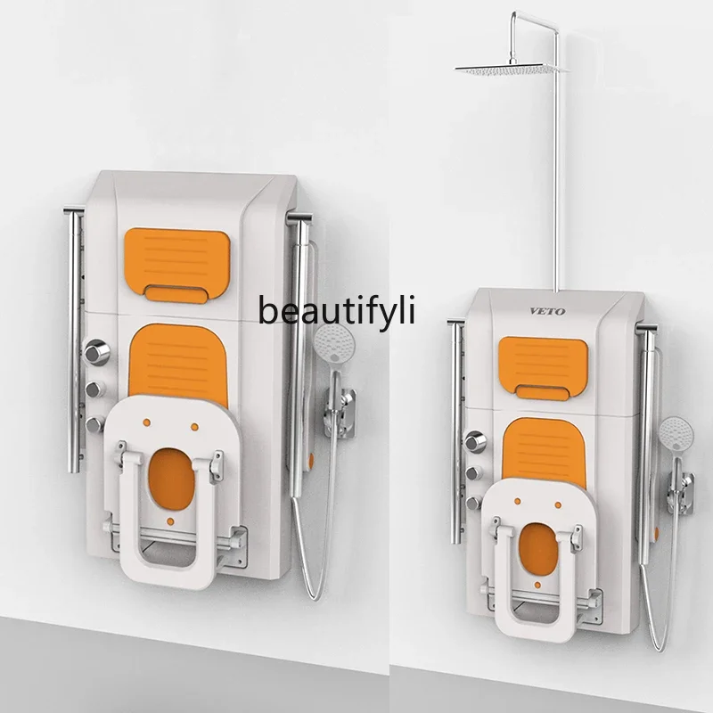 LJYDoccia termostatica Seduta Bagno seduto multifunzionale a parete per سابقًا المتاح da bagno Sedia bracciolo doccia pieg #5