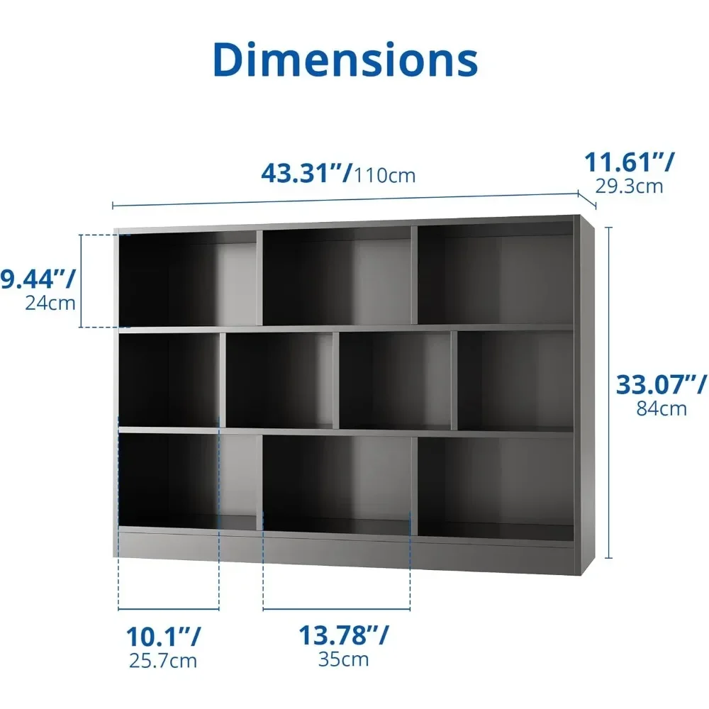 3-Tier Open Shelf Bookcase, 10 Cube Storage Organizer with Anti-Tilt Device, Freestanding  Cube Shelf43.31