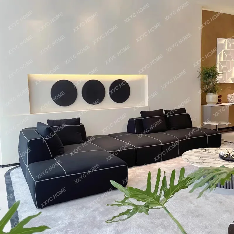 SS  minimalist curved sofa special-shaped design module cowhide combination modern villa large flat floor