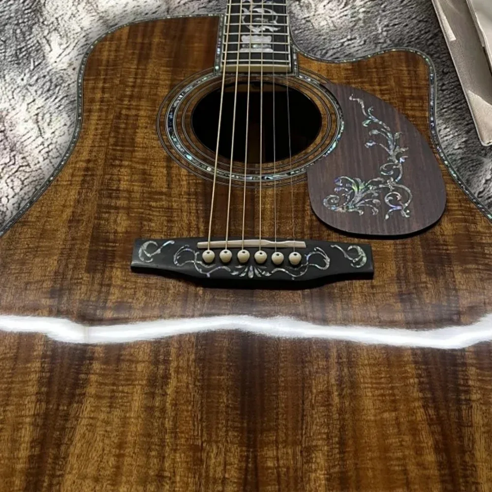 

D45 Acoustic Guitar KOA Body Ebony Fingerboard Free Delivery Professional Guitarists Fixed Bridge